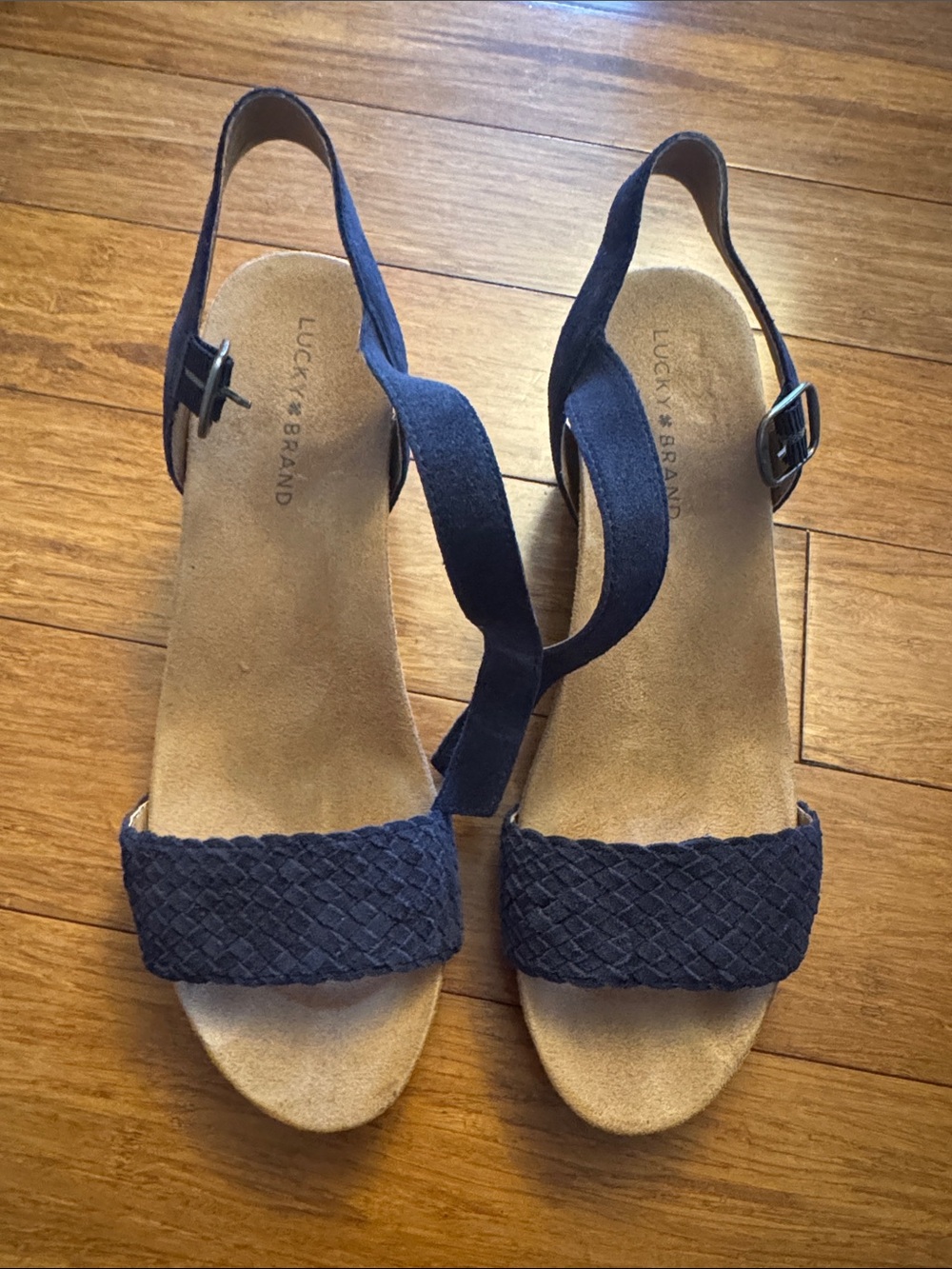 Lucky Brand Navy Braided Toe Slingback Sandals